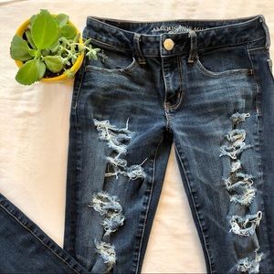 Ripped / Distressed American Eagle Blue Jeans 2